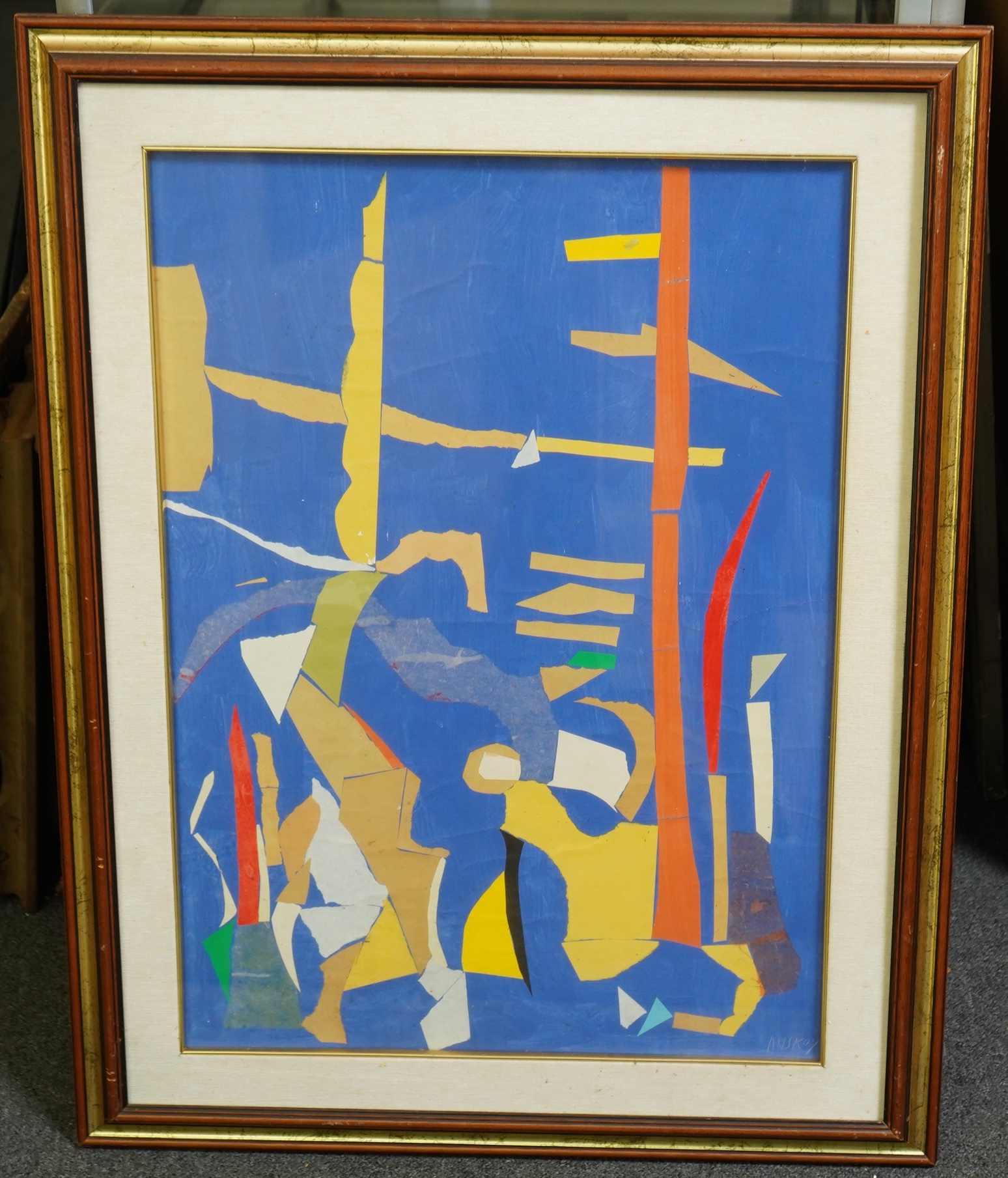Manner of Lanskoy, mixed media and collage, Abstract composition, 65 x 45cm. Condition - fair